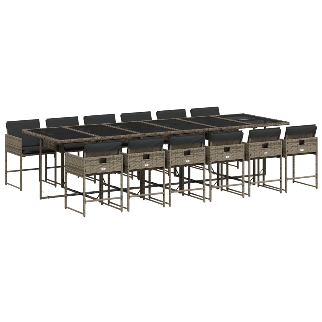 13-Tlg. Garten-Essgruppe Mit Kissen Poly Rattan