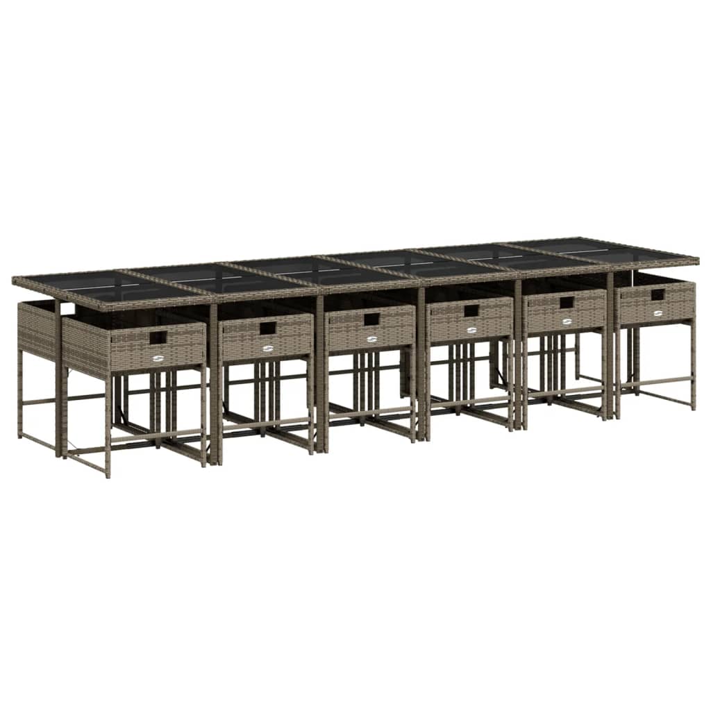 13-Tlg. Garten-Essgruppe Mit Kissen Poly Rattan