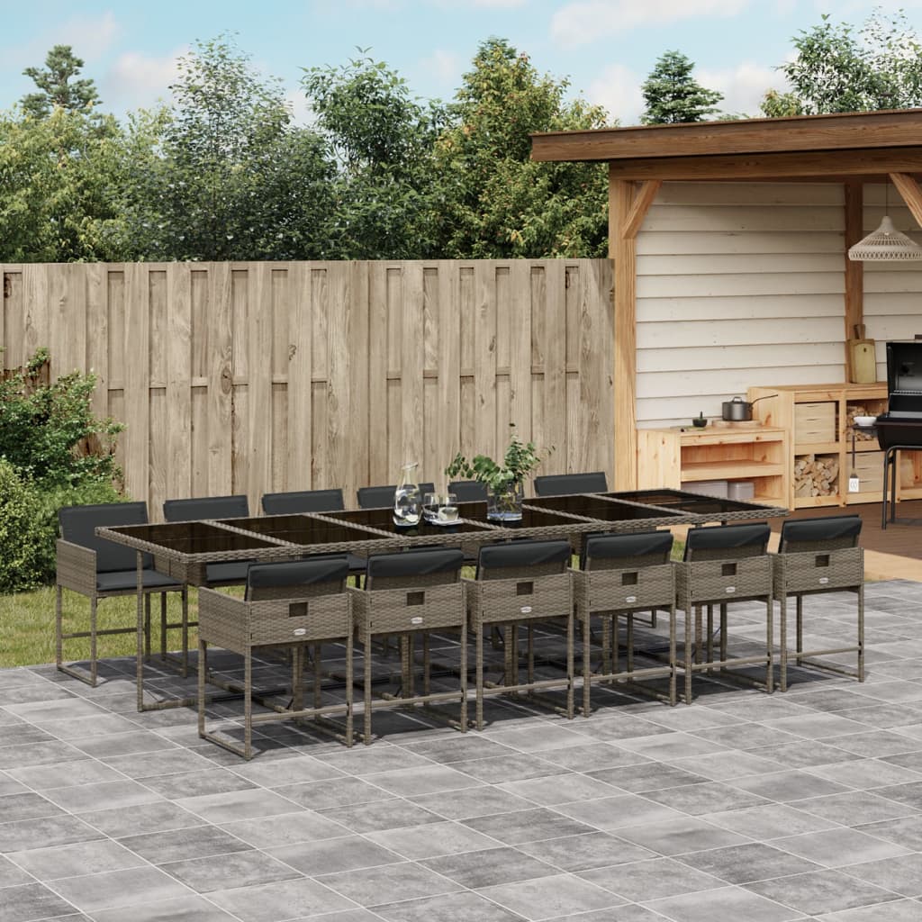13-Tlg. Garten-Essgruppe Mit Kissen Poly Rattan