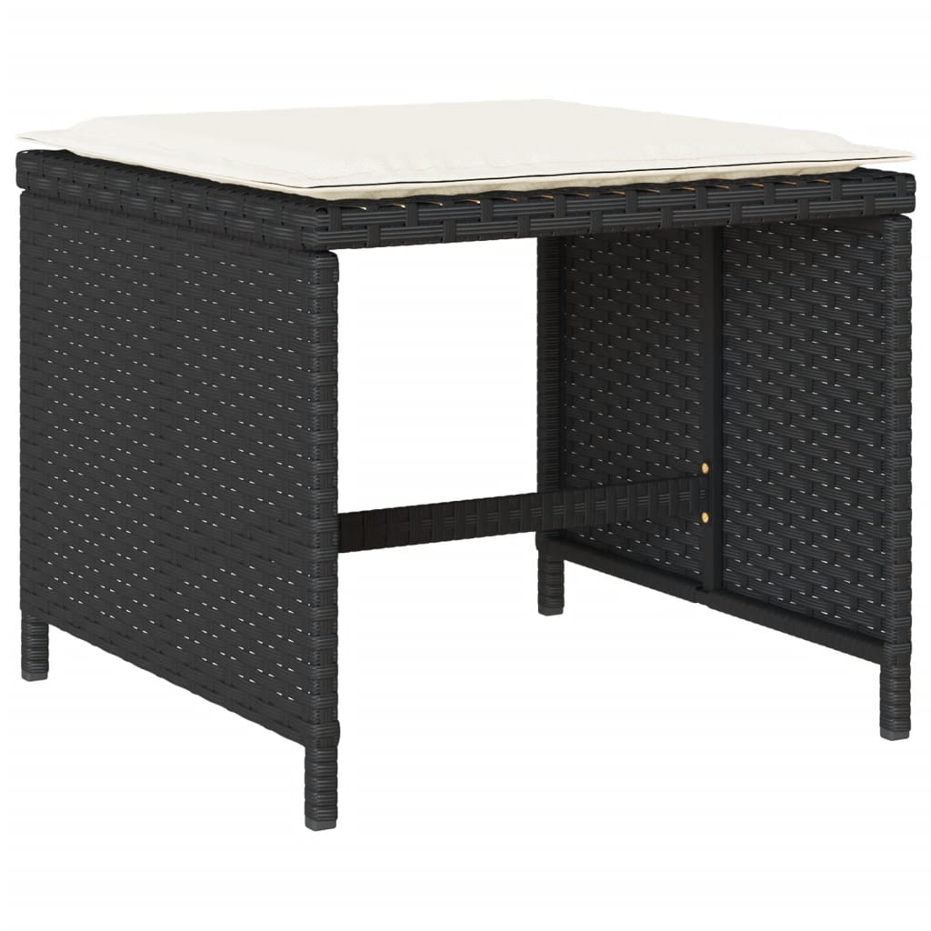 17-Tlg. Garten-Essgruppe Mit Kissen Schwarz Poly Rattan