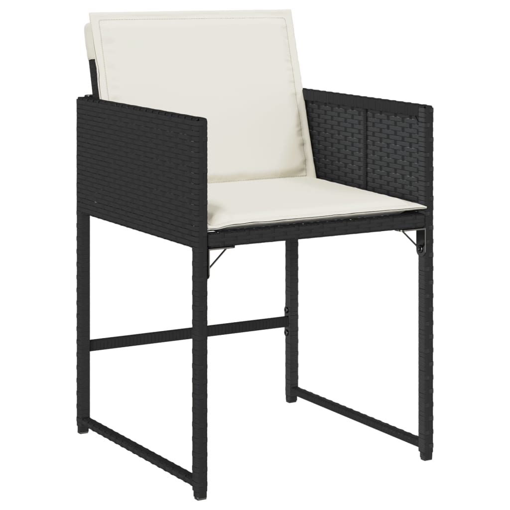 17-Tlg. Garten-Essgruppe Mit Kissen Schwarz Poly Rattan