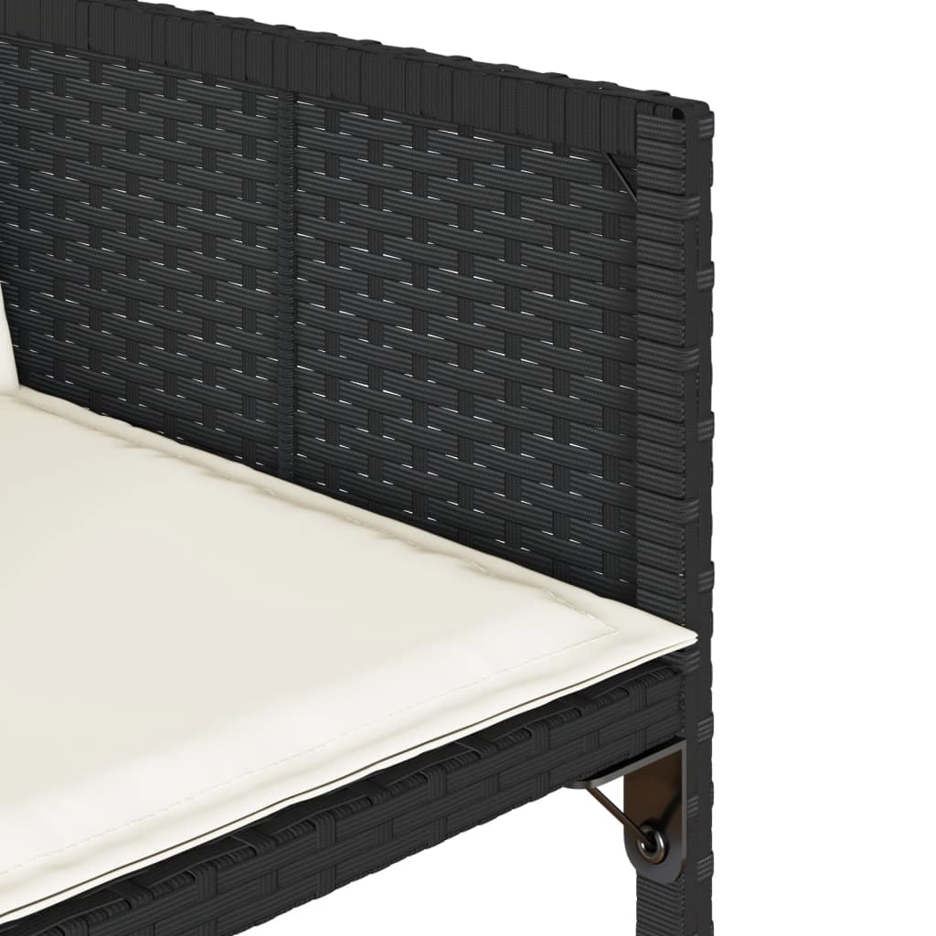 17-Tlg. Garten-Essgruppe Mit Kissen Schwarz Poly Rattan