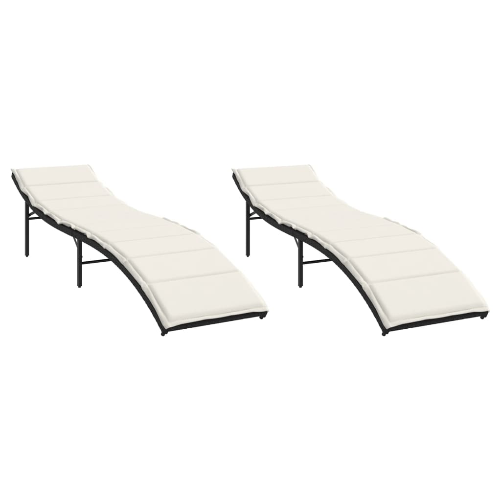 Sonnenliegen 2 Stk. Mit Auflagen Poly Rattan