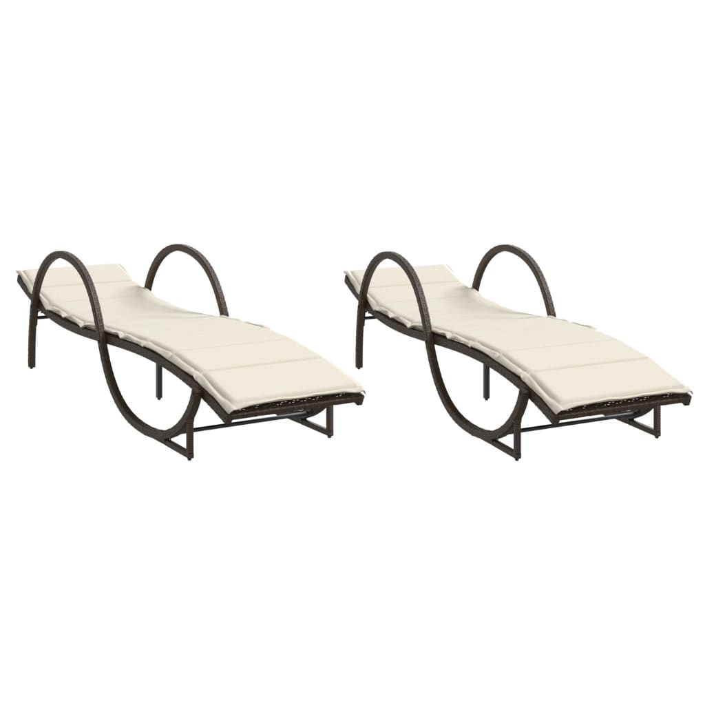 Sonnenliegen 2 Stk. Mit Auflagen Poly Rattan