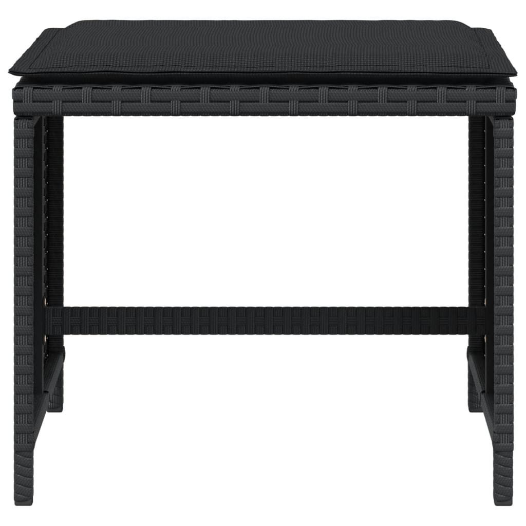 Gartenhocker Mit Kissen 4 Stk. Schwarz 40X40X35 Cm Poly Rattan Natürliches Douglasie