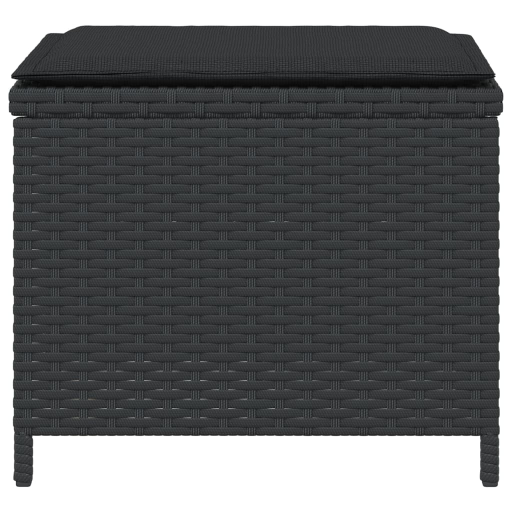 Gartenhocker Mit Kissen 4 Stk. Schwarz 40X40X35 Cm Poly Rattan Natürliches Douglasie