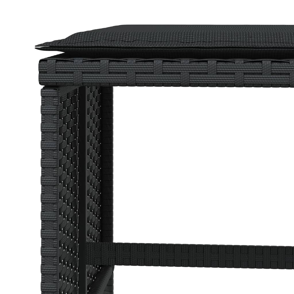 Gartenhocker Mit Kissen 4 Stk. Schwarz 40X40X35 Cm Poly Rattan Natürliches Douglasie