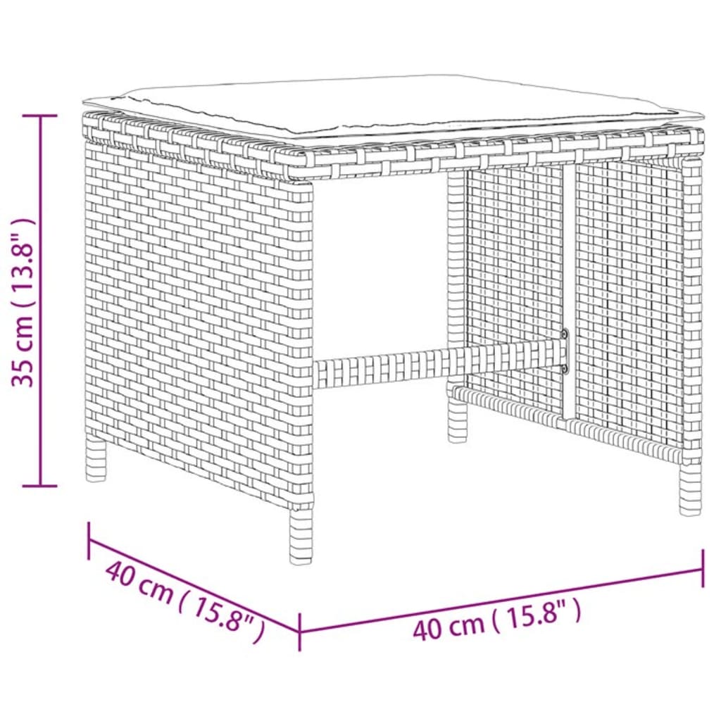 Gartenhocker Mit Kissen 4 Stk. Schwarz 40X40X35 Cm Poly Rattan Natürliches Douglasie