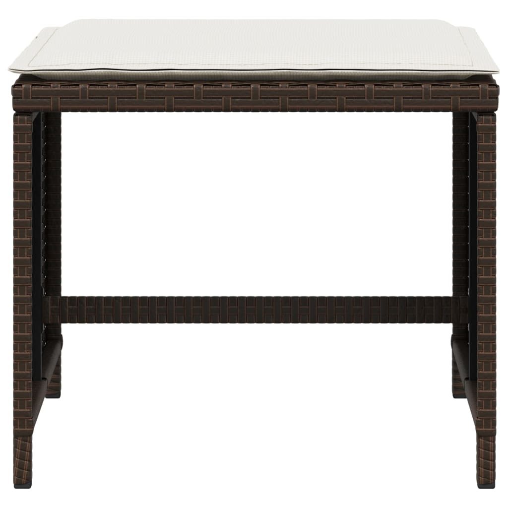 Gartenhocker Mit Kissen 4 Stk. Braun 40X40X35 Cm Poly Rattan