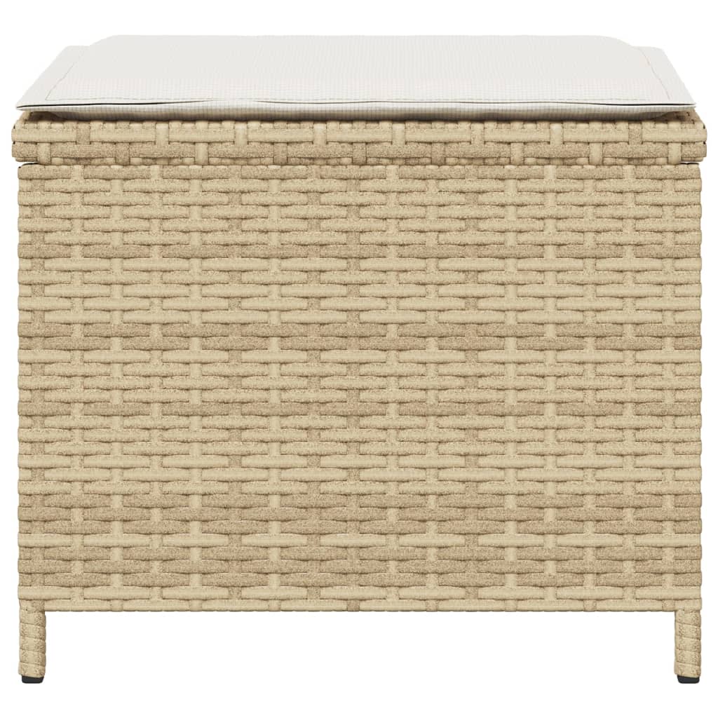Gartenhocker Mit Kissen 4 Stk. Beige 40X40X35 Cm Poly Rattan