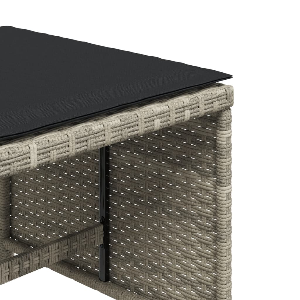 Gartenhocker Mit Kissen 4 Stk. Hellgrau 40X40X35 Cm Poly Rattan