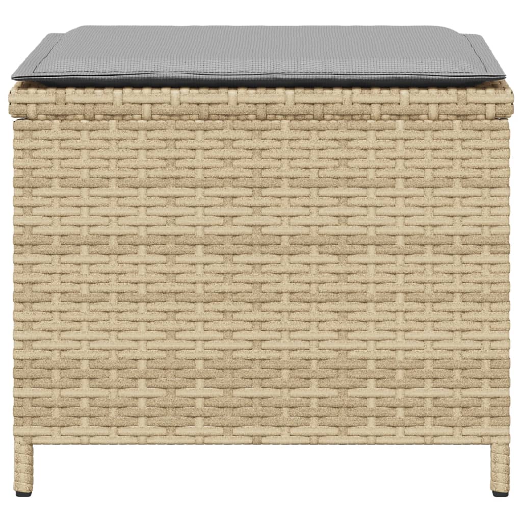 Gartenhocker Mit Kissen 4 Stk. Beigemischung Poly Rattan