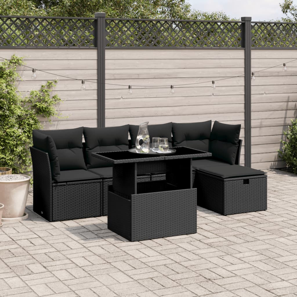 6-Tlg. Garten-Sofagarnitur Mit Kissen Poly Rattan