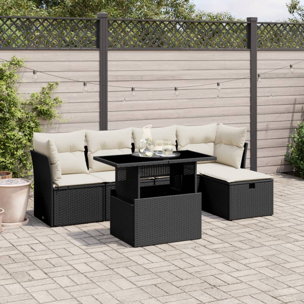 6-Tlg. Garten-Sofagarnitur Mit Kissen Poly Rattan