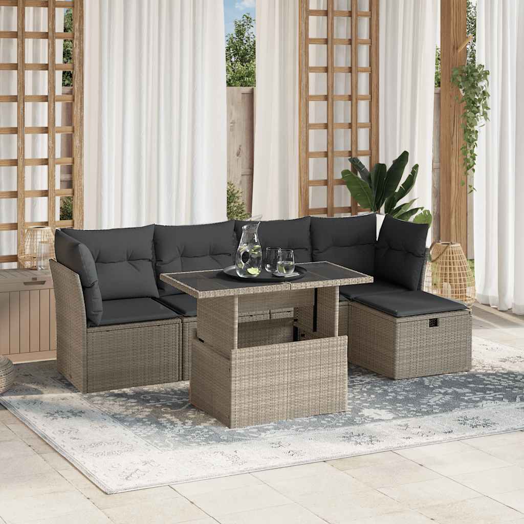 6-Tlg. Garten-Sofagarnitur Mit Kissen Poly Rattan