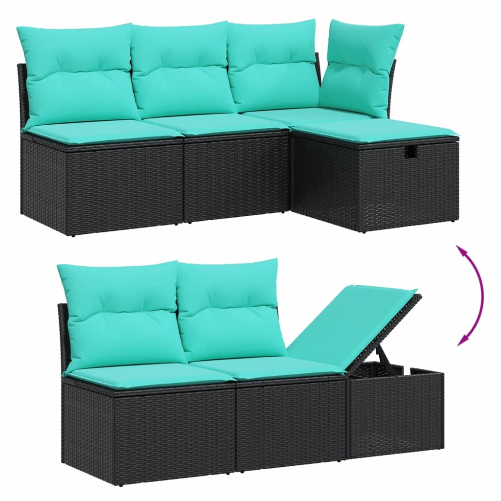 7-Teiliges Gartensofa-Set Mit Kissen, Es Polyrattan