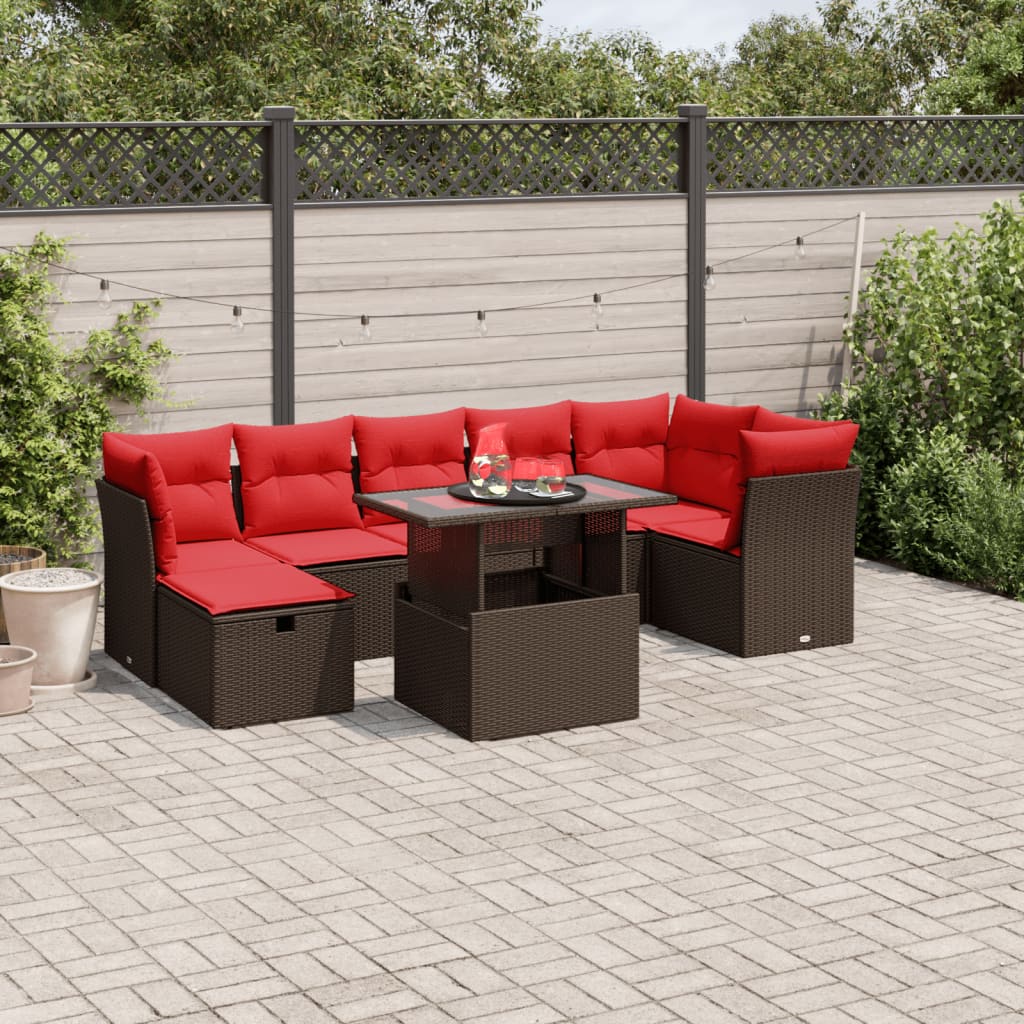 8-Tlg. Garten-Sofagarnitur Mit Kissen Grau Poly Rattan Akazie