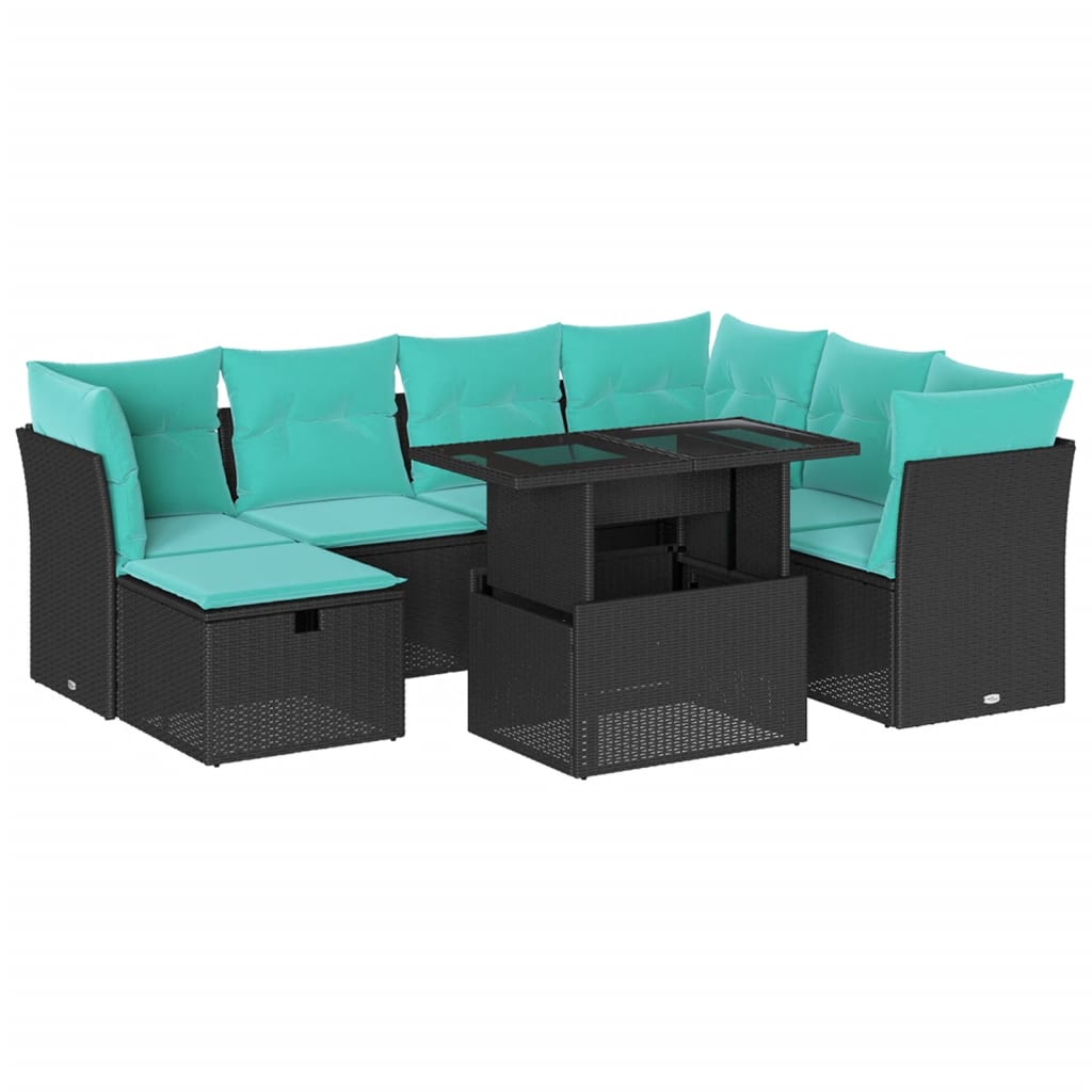 8-Teiliges Gartensofa-Set Mit Kissen, Es Polyrattan