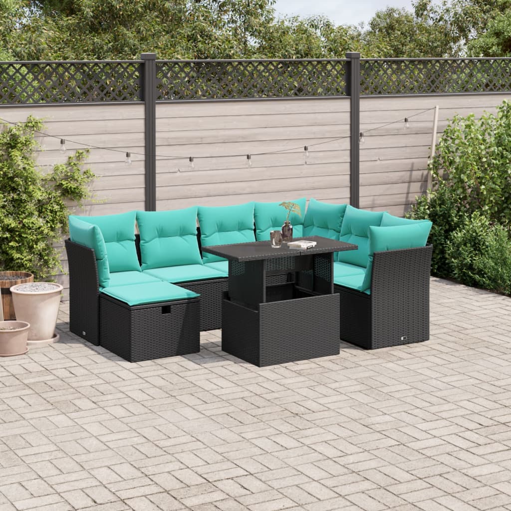 8-Teiliges Gartensofa-Set Mit Kissen, Es Polyrattan