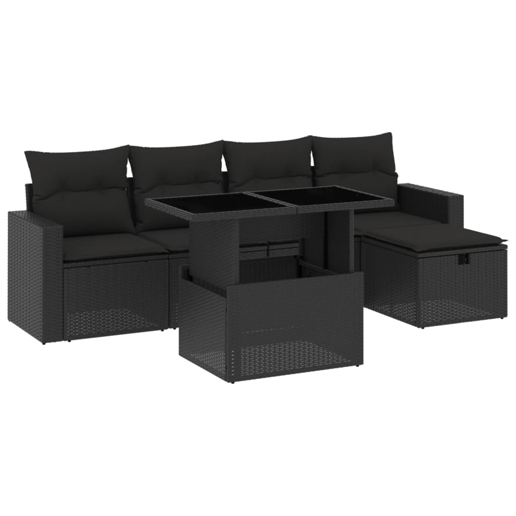 6-Tlg. Garten-Sofagarnitur Mit Kissen Poly Rattan