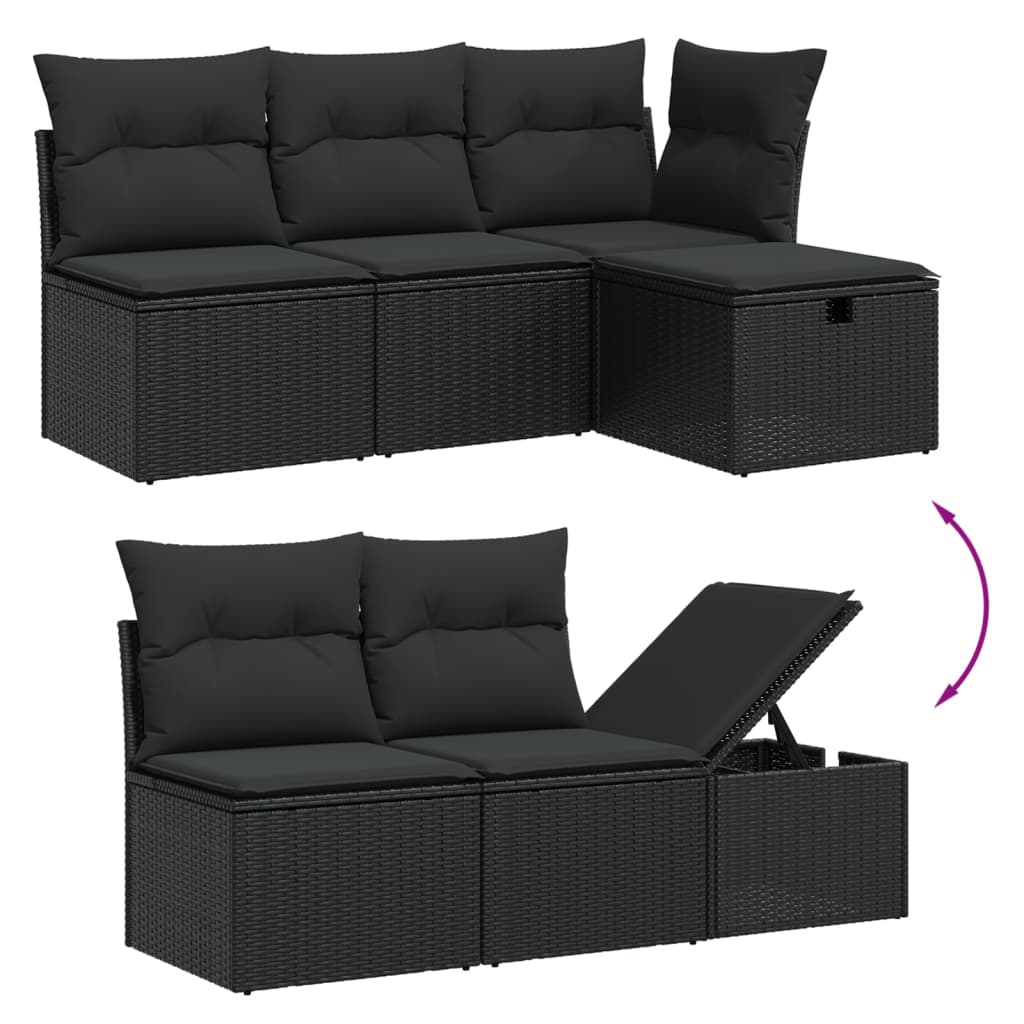 6-Tlg. Garten-Sofagarnitur Mit Kissen Poly Rattan