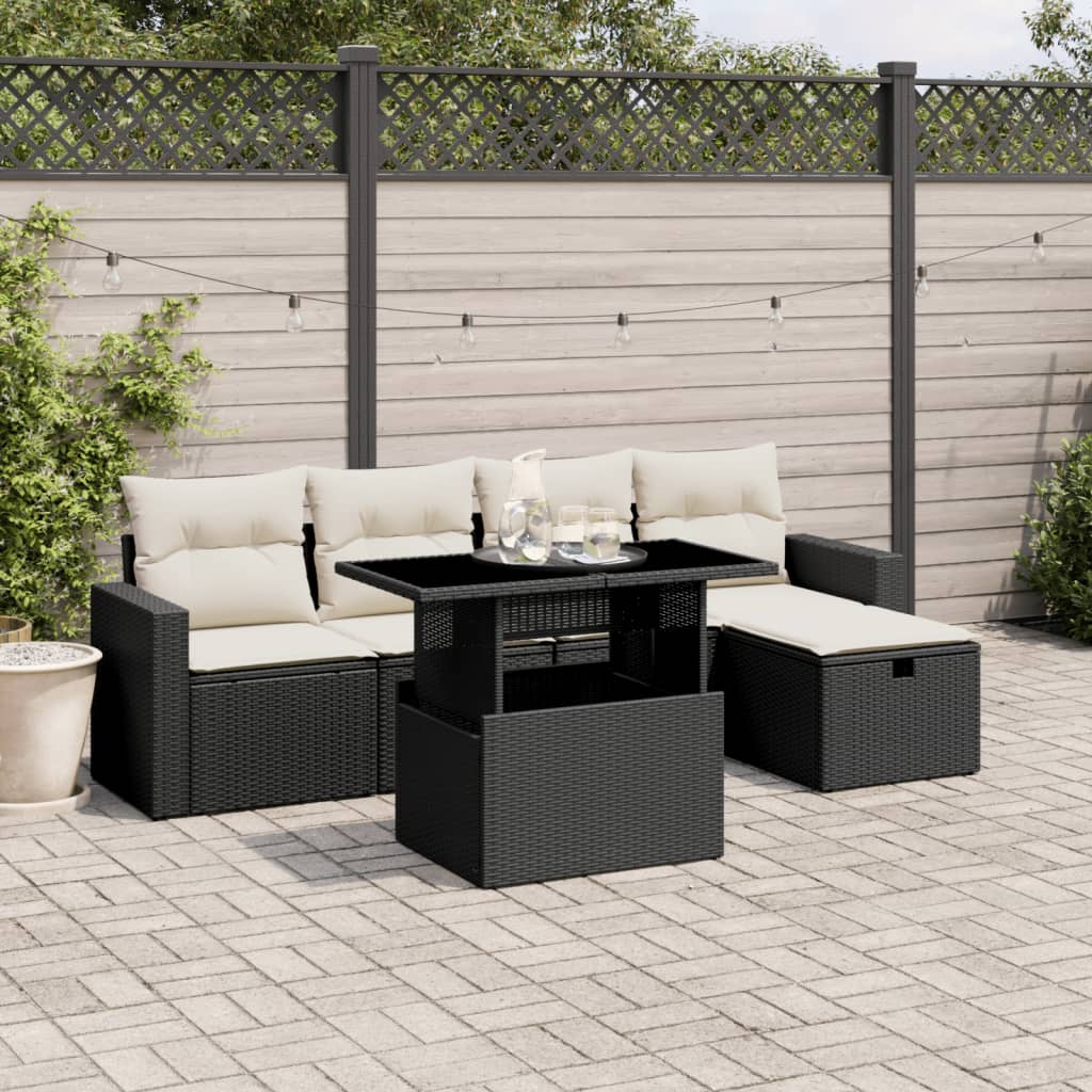 6-Tlg. Garten-Sofagarnitur Mit Kissen Poly Rattan