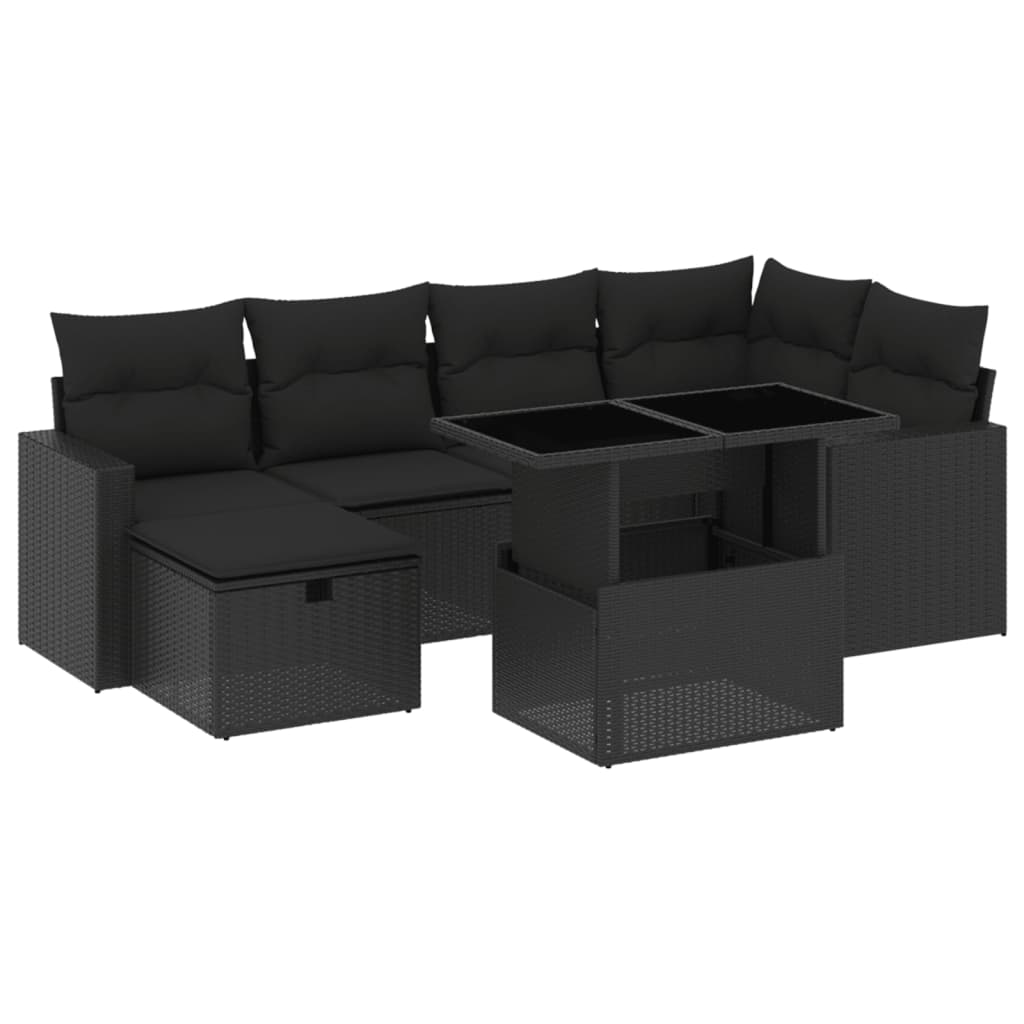 7-Tlg. Garten-Sofagarnitur Mit Kissen Poly Rattan