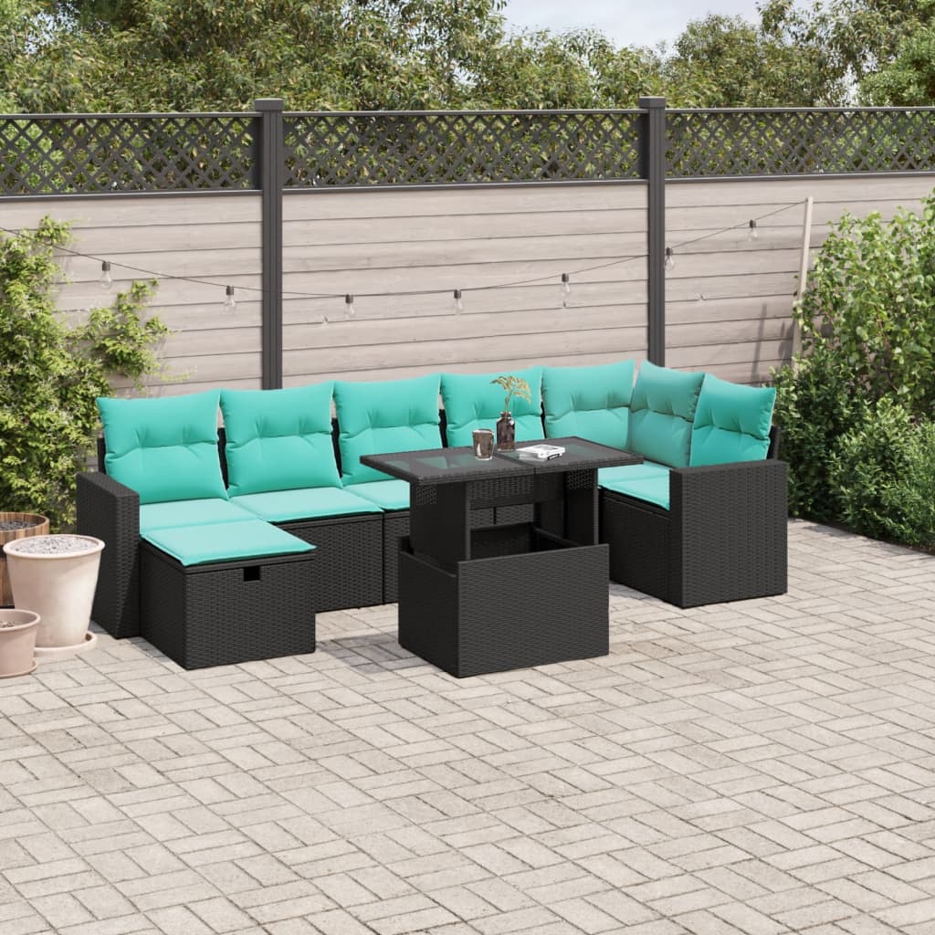 8-Teiliges Gartensofa-Set Mit Kissen, Es Polyrattan