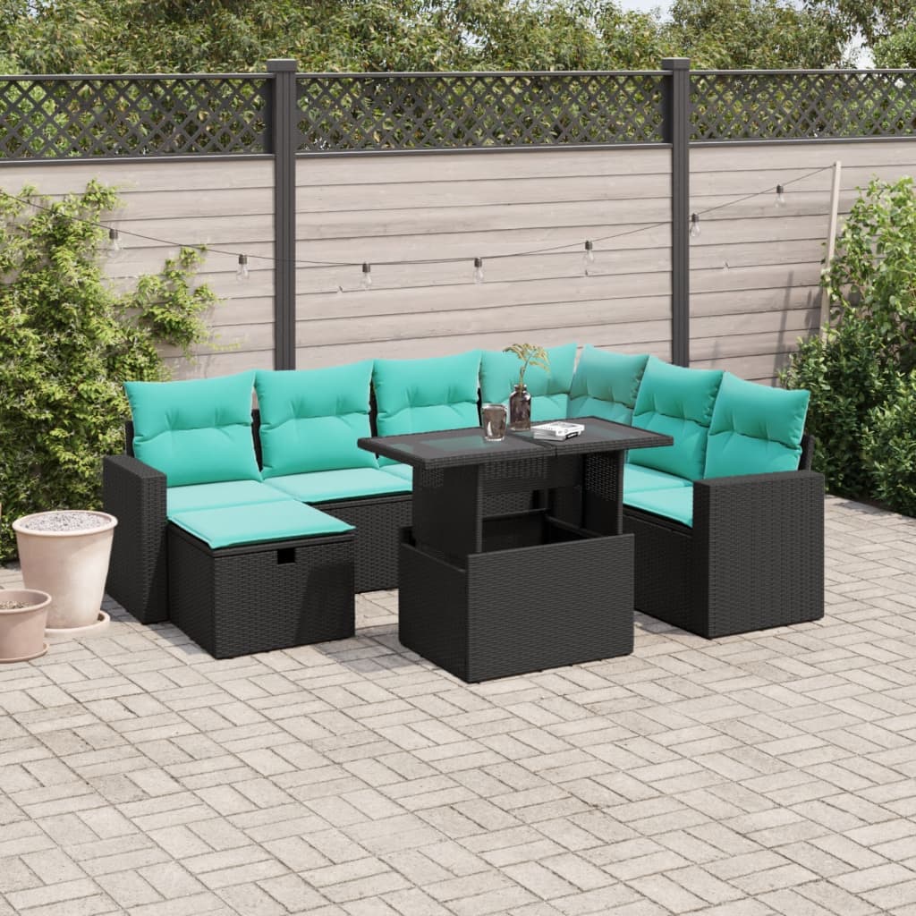 8-Teiliges Gartensofa-Set Mit Kissen, Es Polyrattan