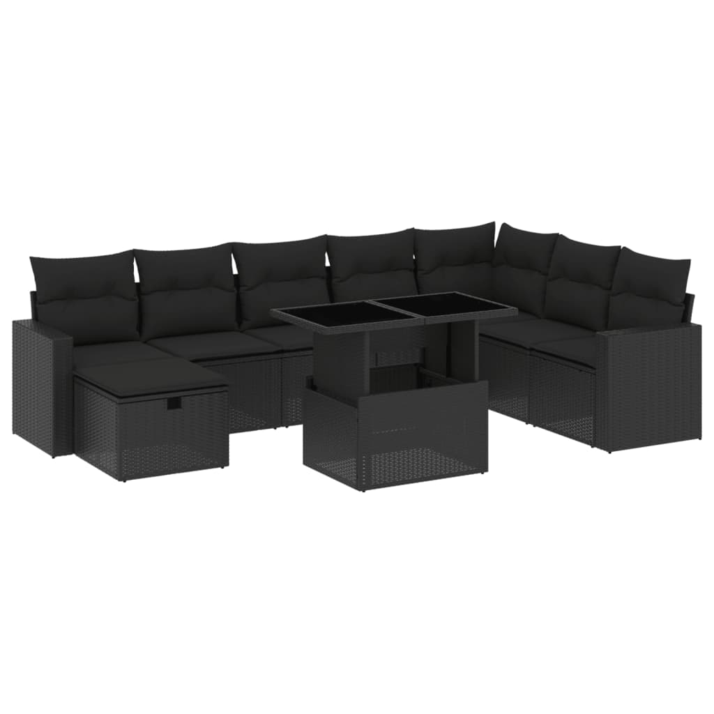 9-Tlg. Garten-Sofagarnitur Mit Kissen Poly Rattan