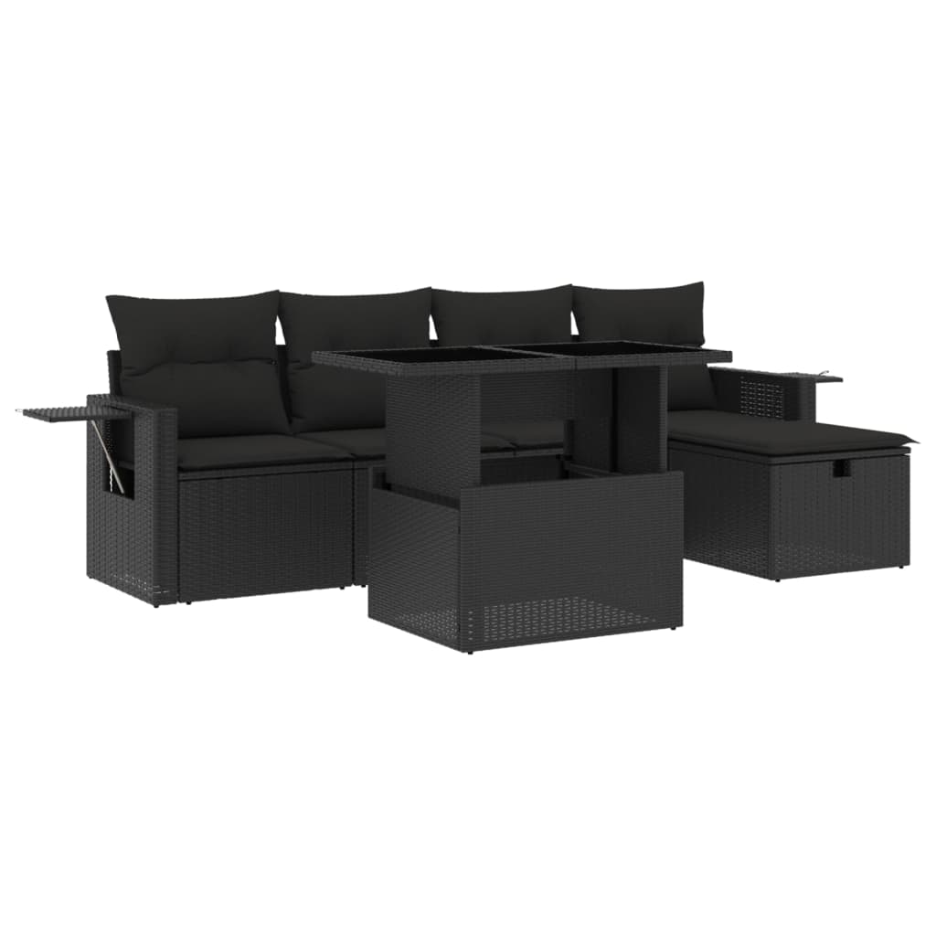 6-Tlg. Garten-Sofagarnitur Mit Kissen Poly Rattan