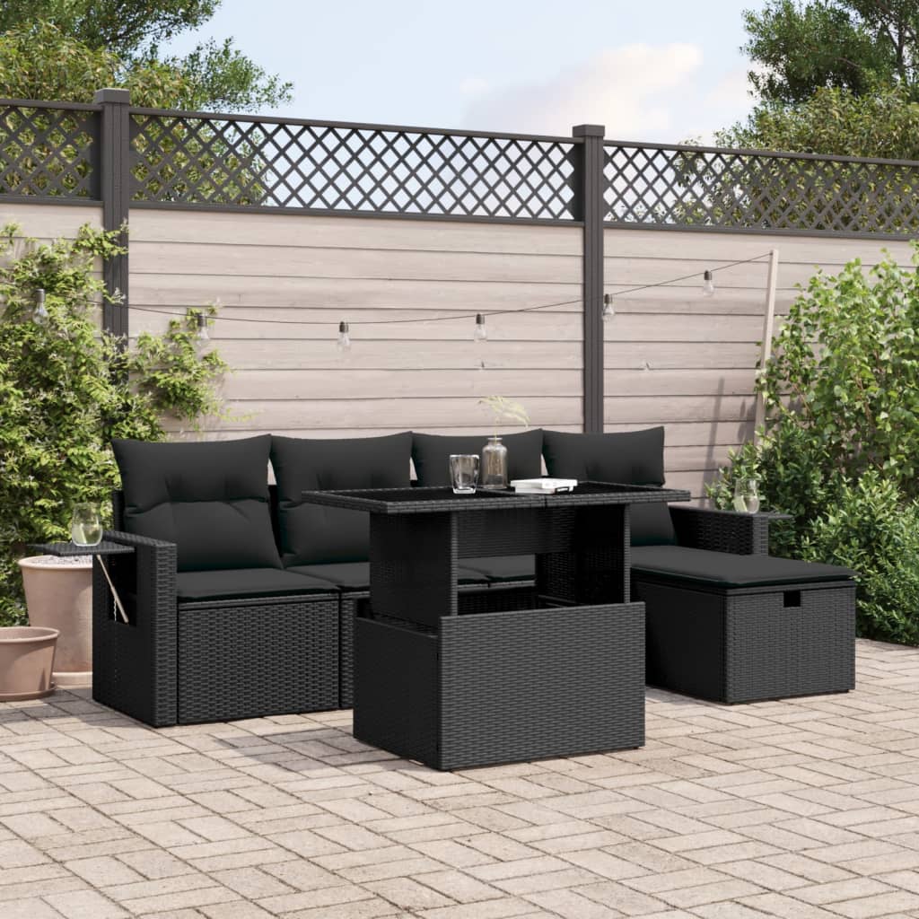 6-Tlg. Garten-Sofagarnitur Mit Kissen Poly Rattan