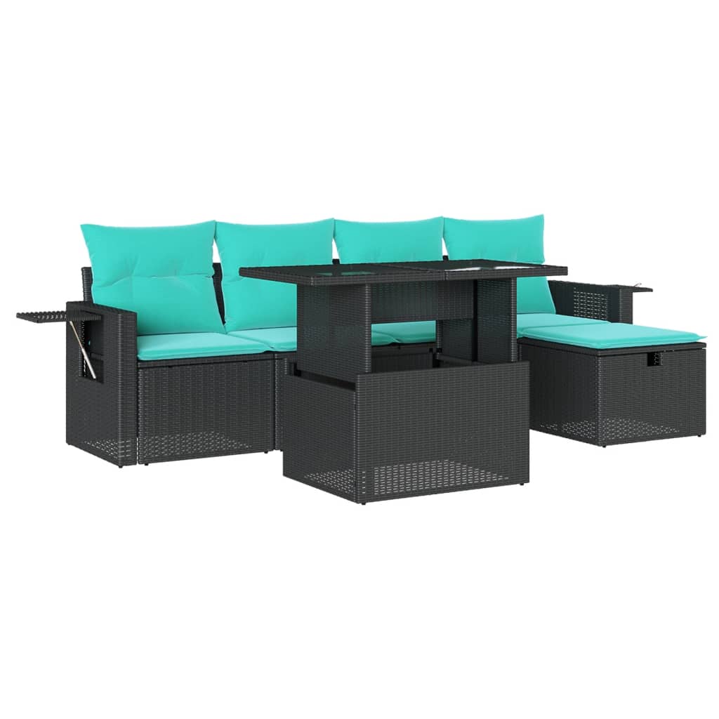 6-Teiliges Gartensofa-Set Mit Kissen, Es Polyrattan