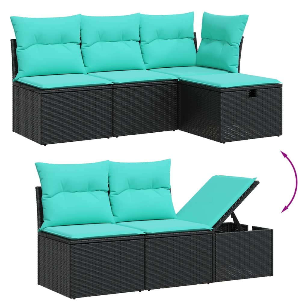 6-Teiliges Gartensofa-Set Mit Kissen, Es Polyrattan