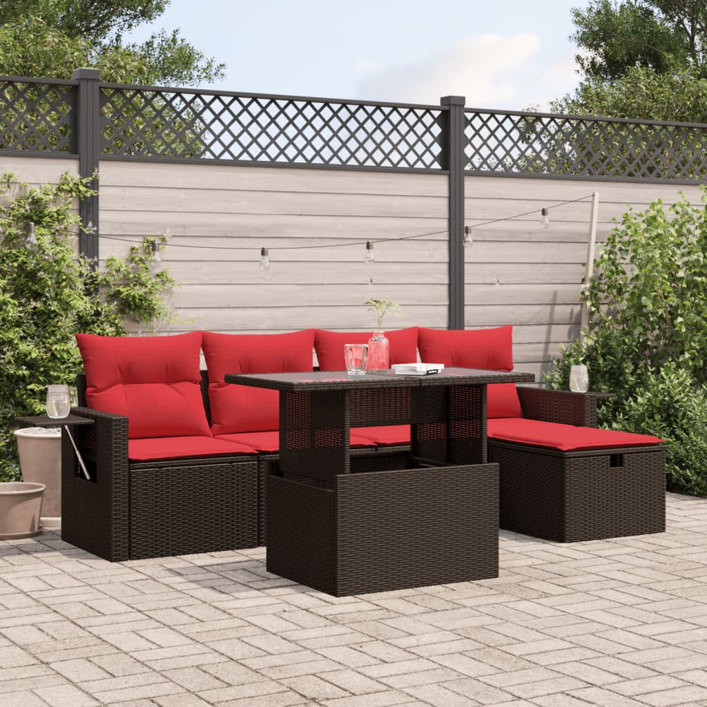 6-Teiliges Gartensofa-Set Mit Kissen, Es Polyrattan