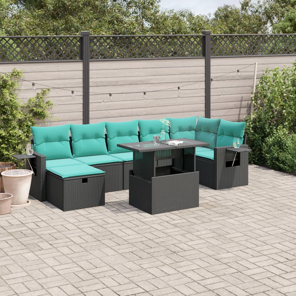 8-Teiliges Gartensofa-Set Mit Kissen, Es Polyrattan