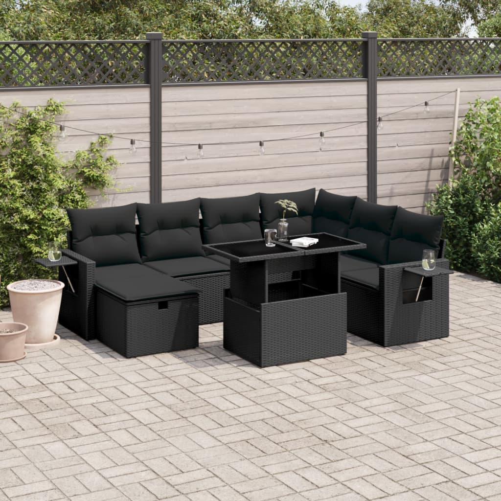 8-Tlg. Garten-Sofagarnitur Mit Kissen Poly Rattan