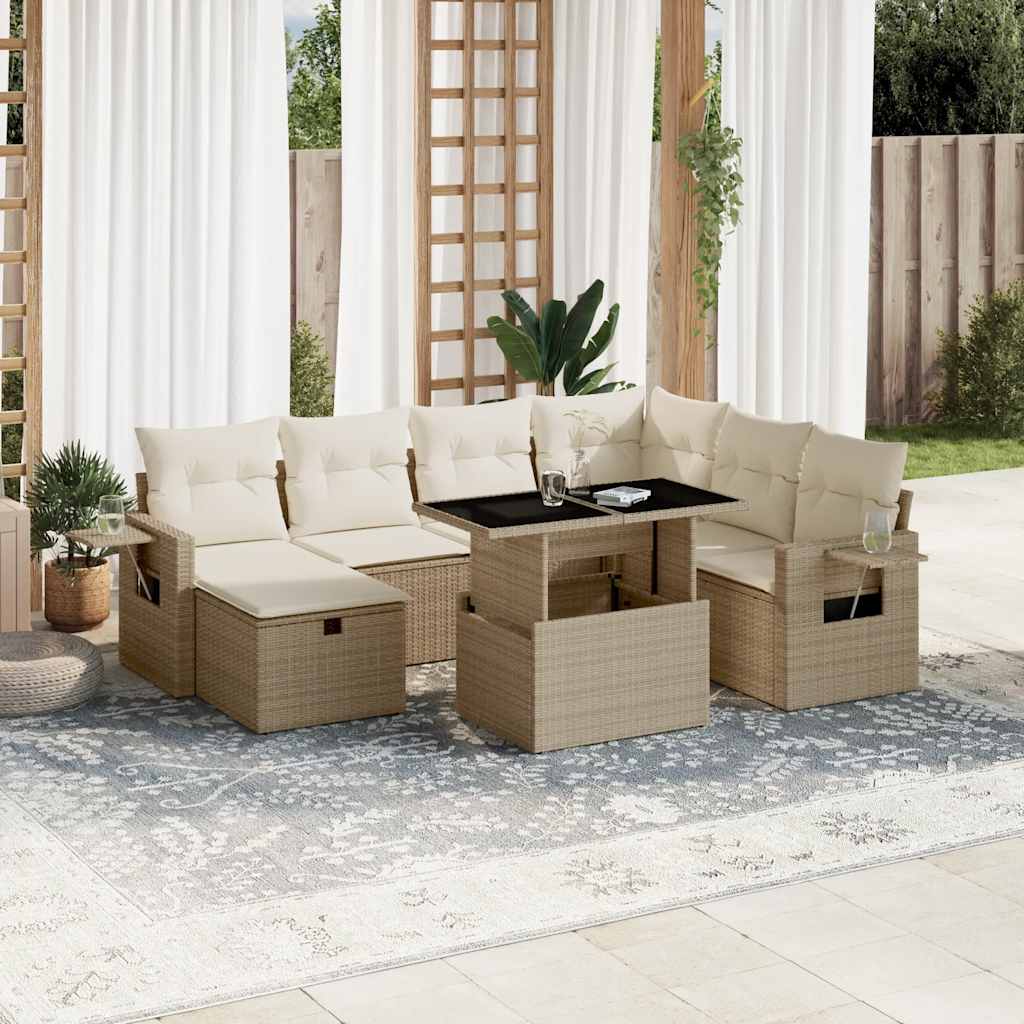 8-Tlg. Garten-Sofagarnitur Mit Kissen Poly Rattan