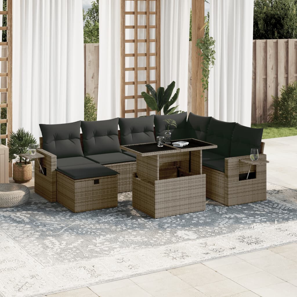 8-Tlg. Garten-Sofagarnitur Mit Kissen Poly Rattan