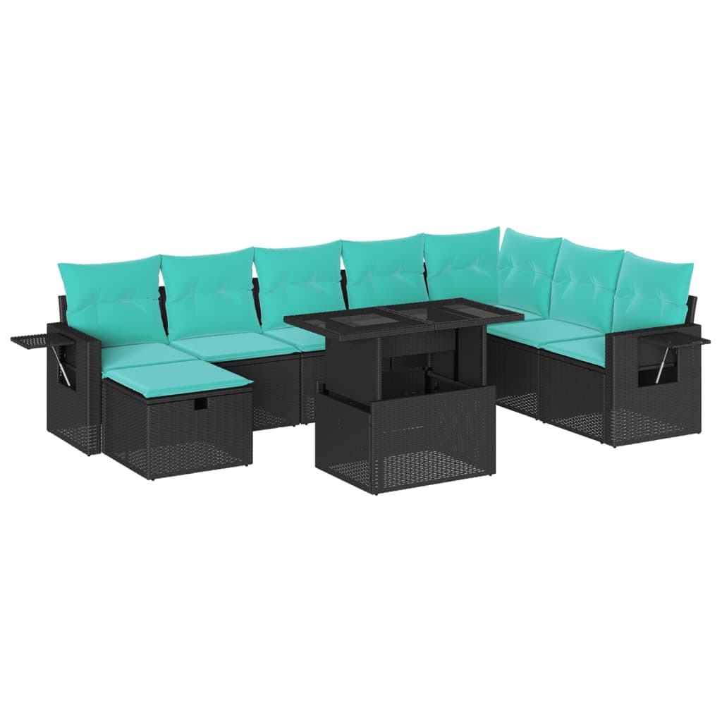 9-Teiliges Gartensofa-Set Mit Kissen, Es Polyrattan