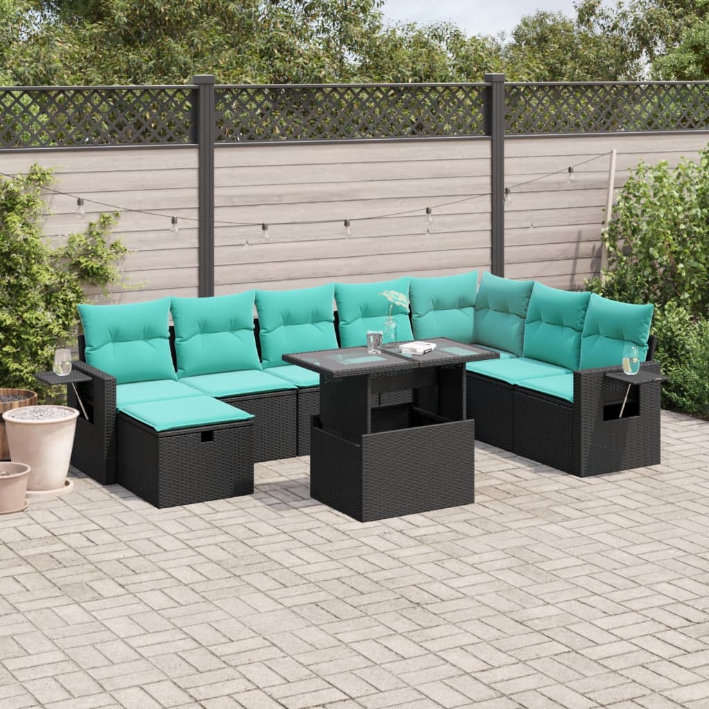 9-Teiliges Gartensofa-Set Mit Kissen, Es Polyrattan