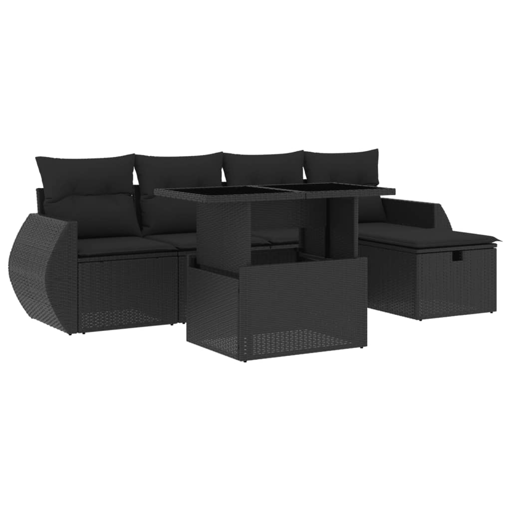 6-Tlg. Garten-Sofagarnitur Mit Kissen Poly Rattan