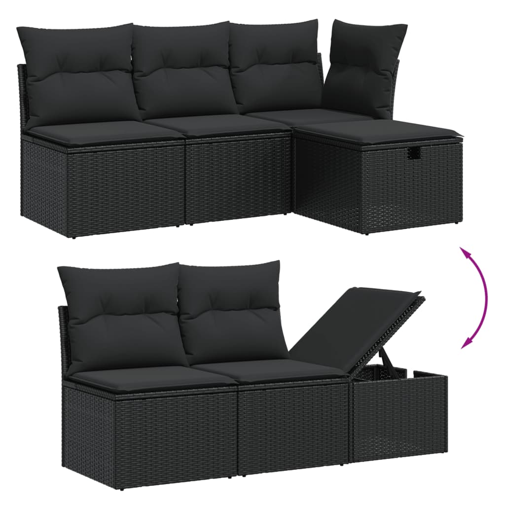 6-Tlg. Garten-Sofagarnitur Mit Kissen Poly Rattan