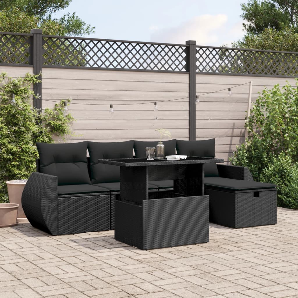 6-Tlg. Garten-Sofagarnitur Mit Kissen Poly Rattan