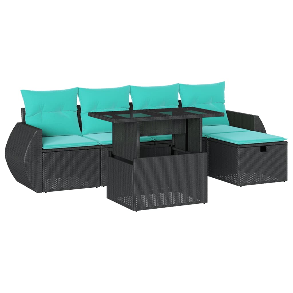 6-Teiliges Gartensofa-Set Mit Kissen, Es Polyrattan