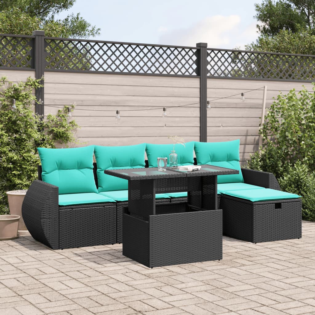 6-Teiliges Gartensofa-Set Mit Kissen, Es Polyrattan