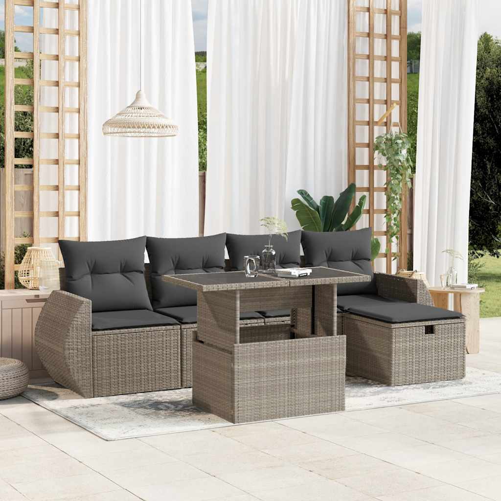6-Tlg. Garten-Sofagarnitur Mit Kissen Poly Rattan