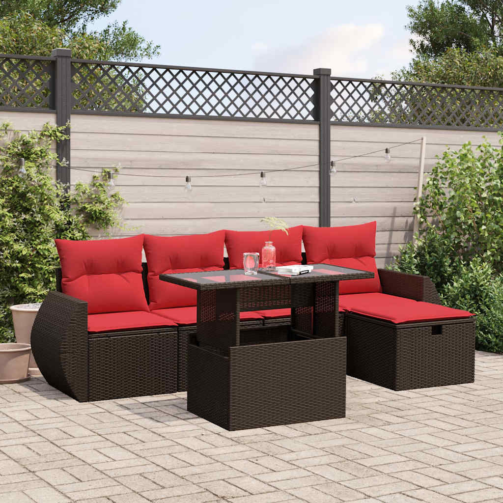 6-Teiliges Gartensofa-Set Mit Kissen, Es Polyrattan
