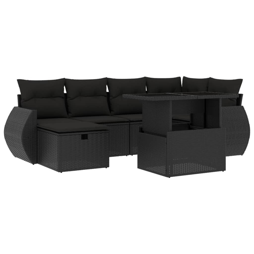 7-Tlg. Garten-Sofagarnitur Mit Kissen Poly Rattan