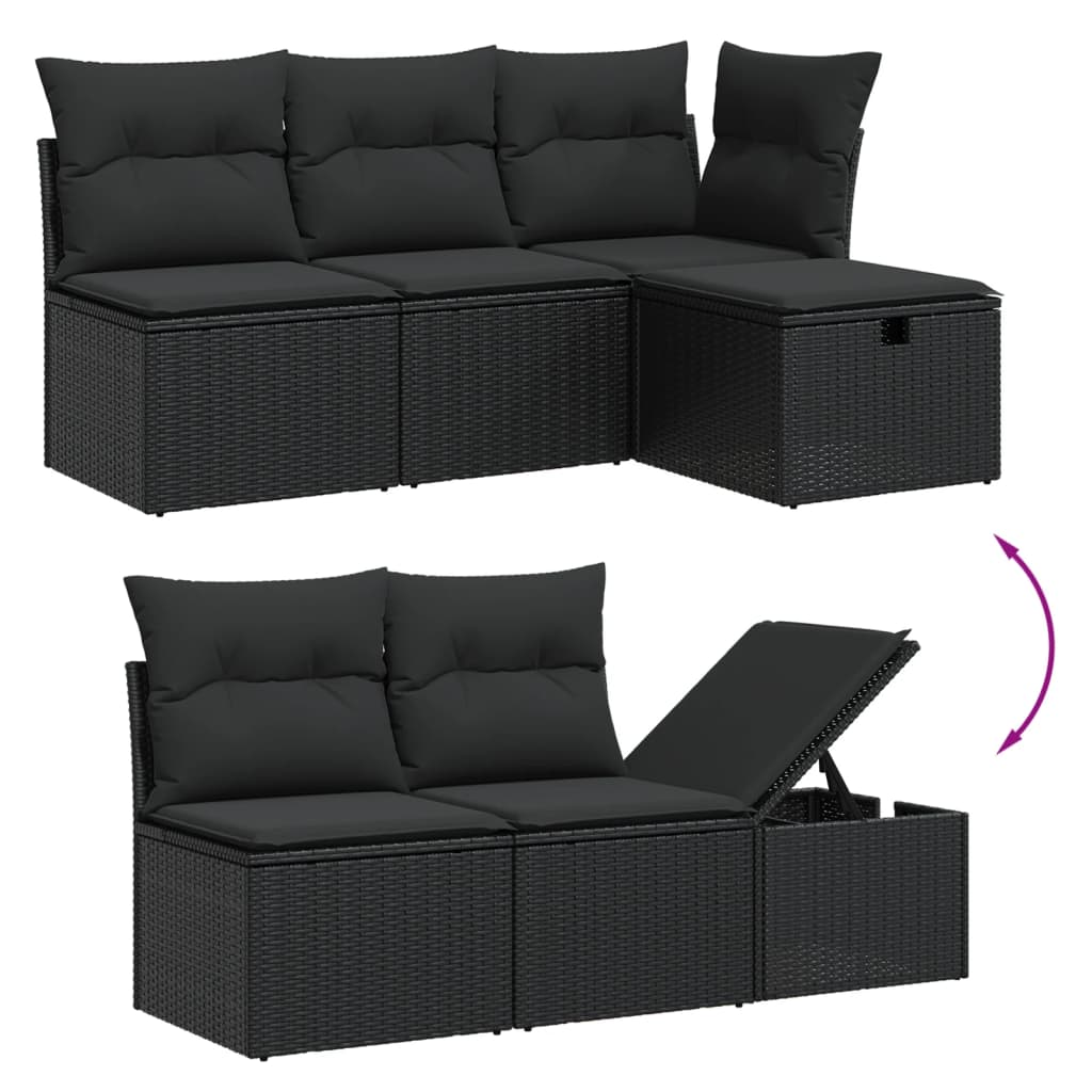 7-Tlg. Garten-Sofagarnitur Mit Kissen Poly Rattan